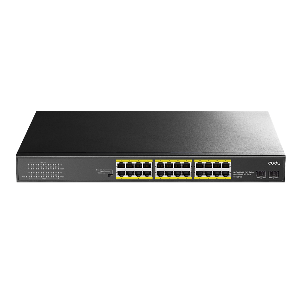 24-Port Gigabit PoE+ Switch with 2 SFP ports 300W (GS1028PS2)