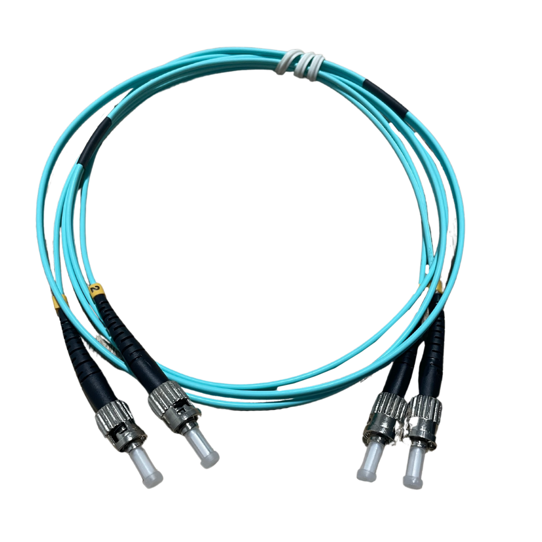 Fiber optical patch cord(Fibre Patch Lead Duplex 2.0mm) MM ST-ST OM3 50/125 LSZH Aqua 1Mtr)