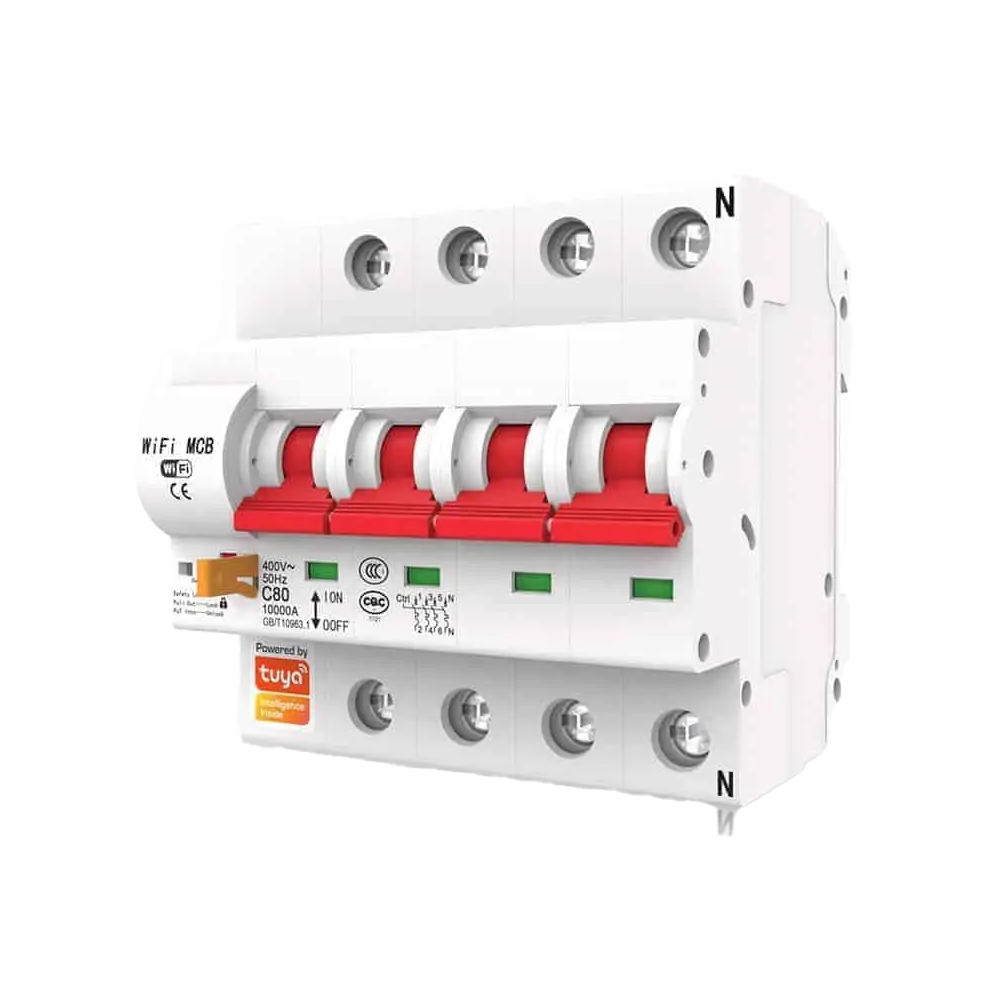 Smart Switch Circuit Breaker 4 Pole MCB 100A, Isolator, 3Phase 380VAC | WiFi Tuya Smart Life